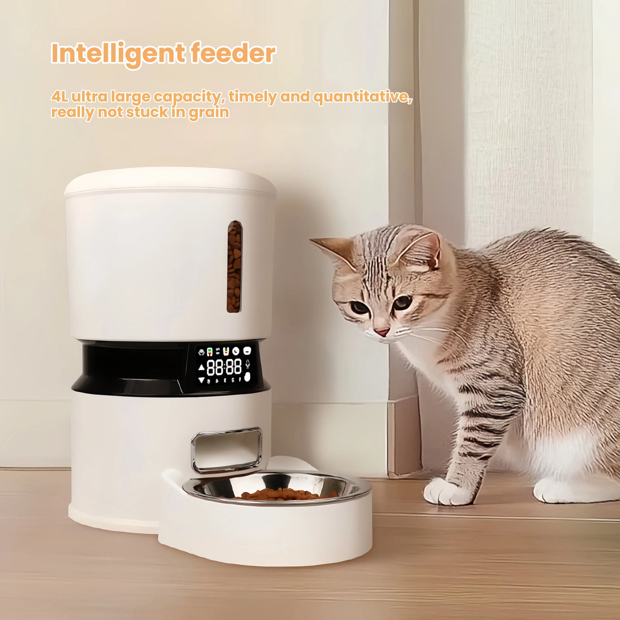 4L Smart Automatic Pet Feeder with APP Control and Stainless Steel Bowl