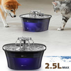 2.5L Stainless Steel Pet Water Fountain with Quiet Pump & 5-Stage Filter