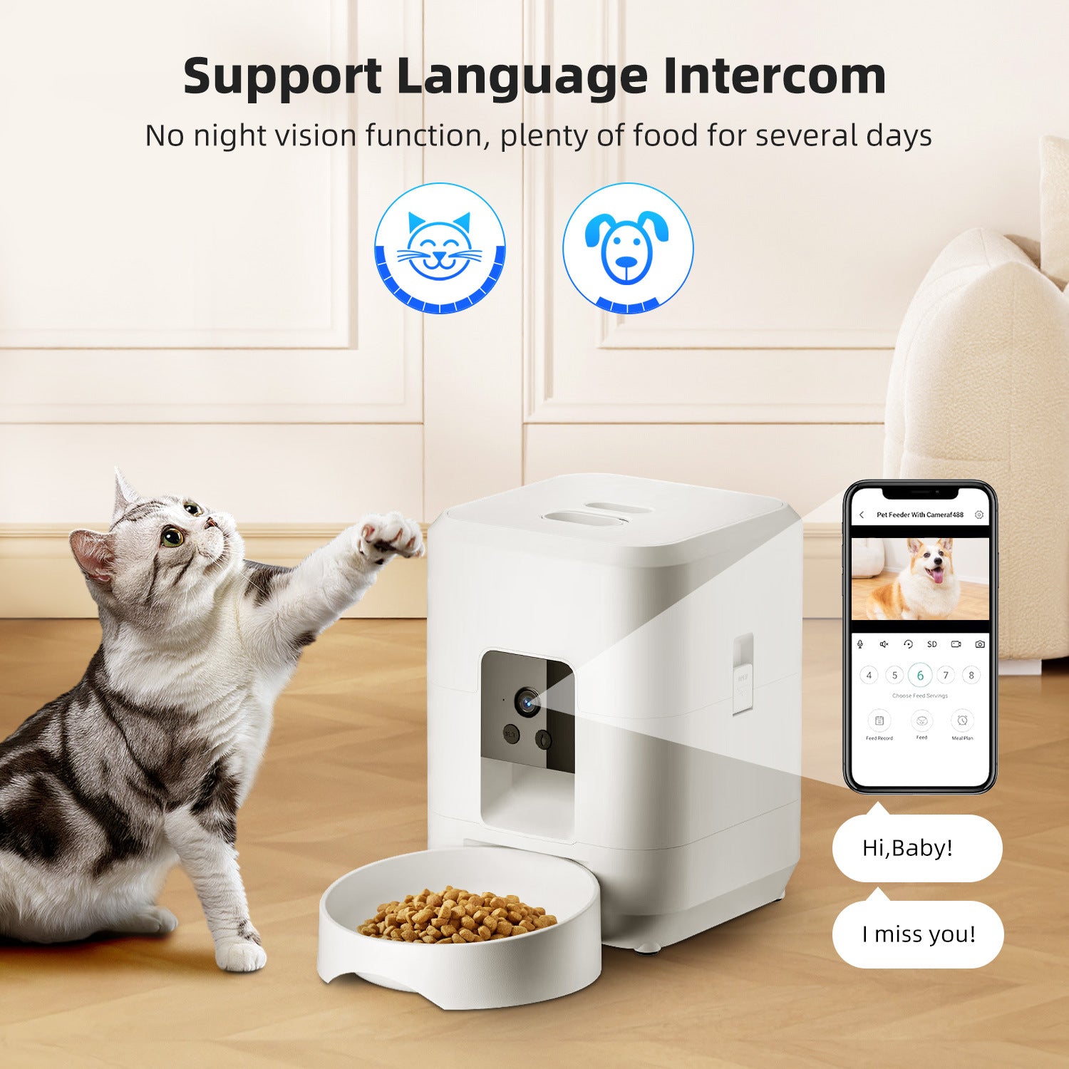 Smart WiFi Pet Feeder with Timer & Portion Control for Cats and Dogs
