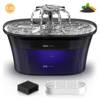 2.5L Stainless Steel Pet Water Fountain with Quiet Pump & 5-Stage Filter