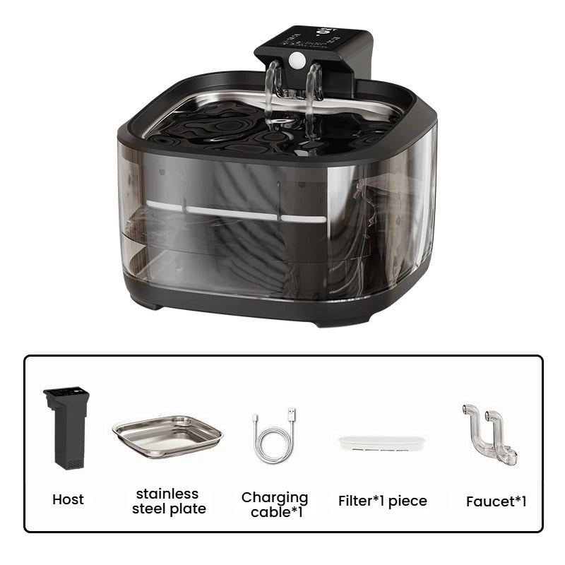 Wireless Stainless Steel Pet Water Fountain for Cats and Dogs