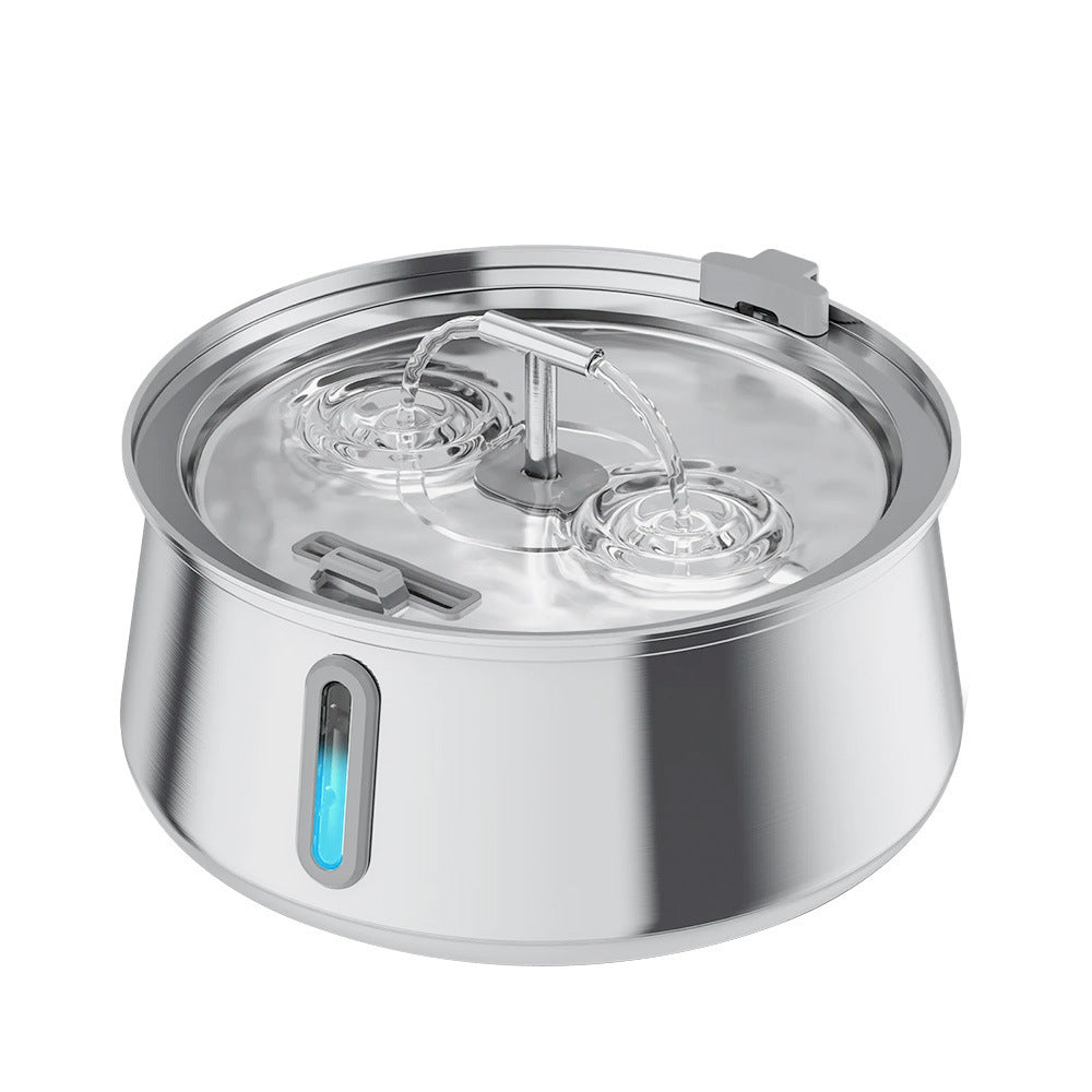 4L Stainless Steel Pet Water Fountain with Faucet Design & Silent Pump