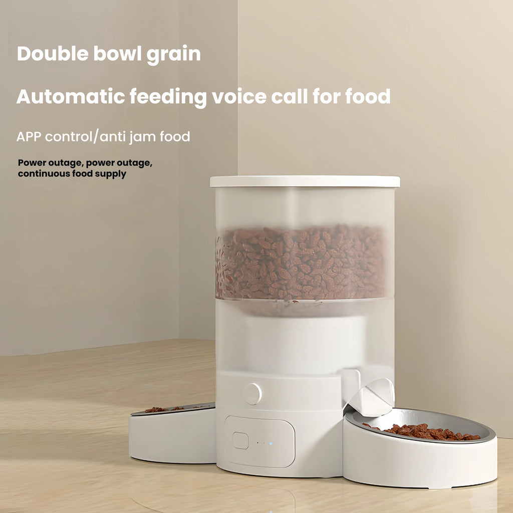 Smart Dual-Bowl Automatic Pet Feeder with Voice & App Control – 3L