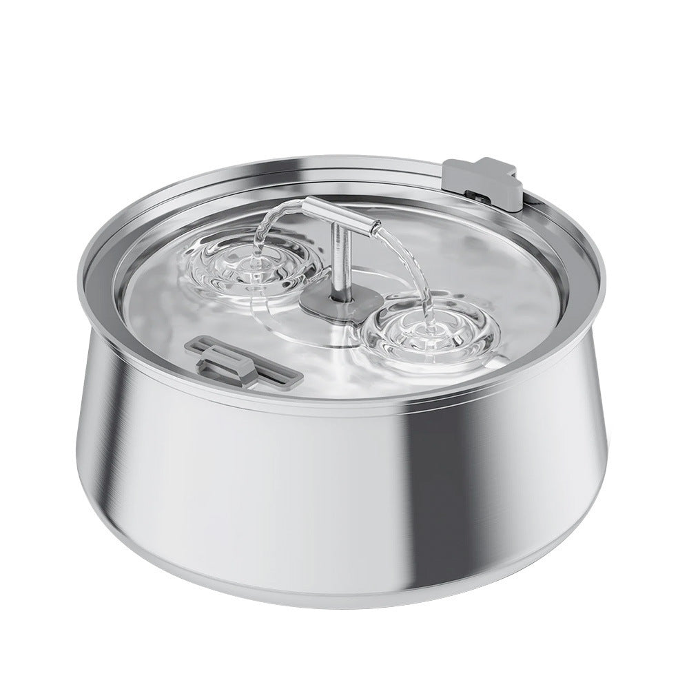 4L Stainless Steel Pet Water Fountain with Faucet Design & Silent Pump