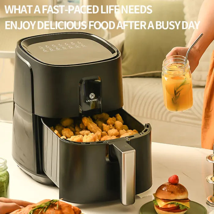 Smart Touch Control Panel 6L Capacity for Kitchen Cooker Air Fryer BLACK Electric Carton Aluminum PTFE Round Digital Control 220