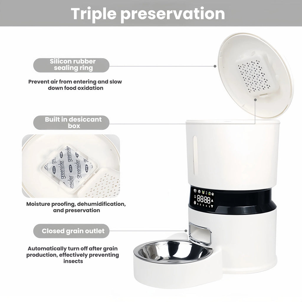 4L Smart Automatic Pet Feeder with APP Control and Stainless Steel Bowl
