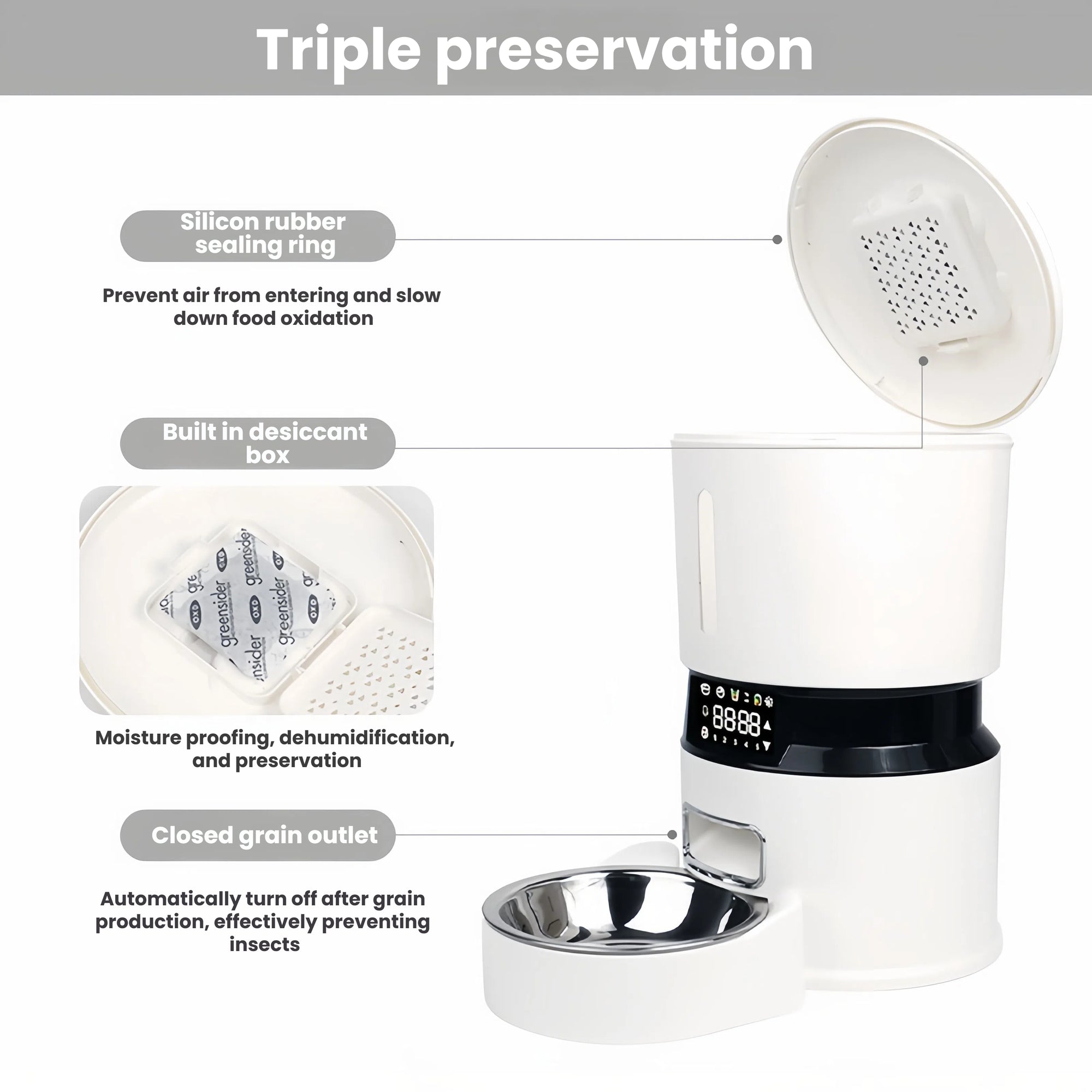 4L Smart Automatic Pet Feeder with APP Control and Stainless Steel Bowl