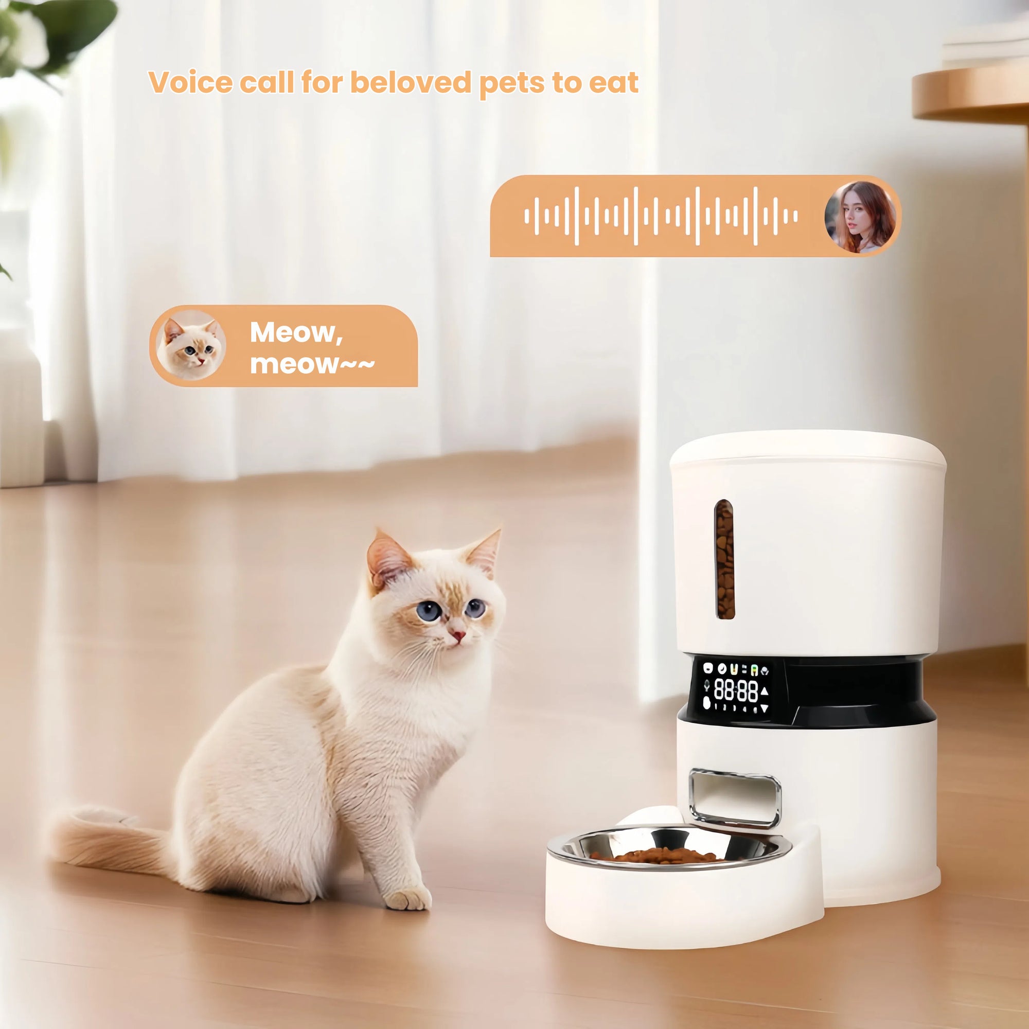 4L Smart Automatic Pet Feeder with APP Control and Stainless Steel Bowl