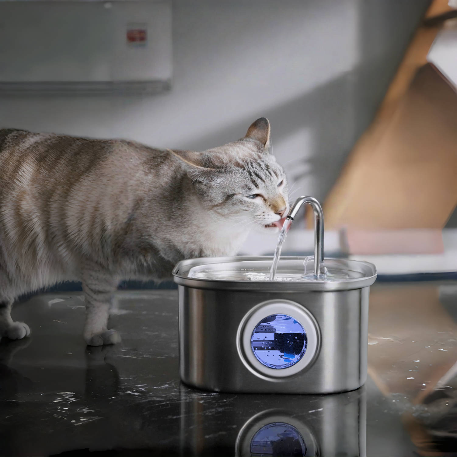 3.2L Stainless Steel Pet Water Fountain with Filtration for Cats & Dogs