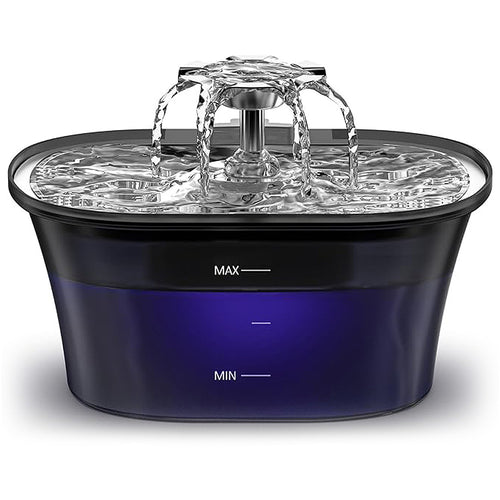 2.5L Stainless Steel Pet Water Fountain with Quiet Pump & 5-Stage Filter