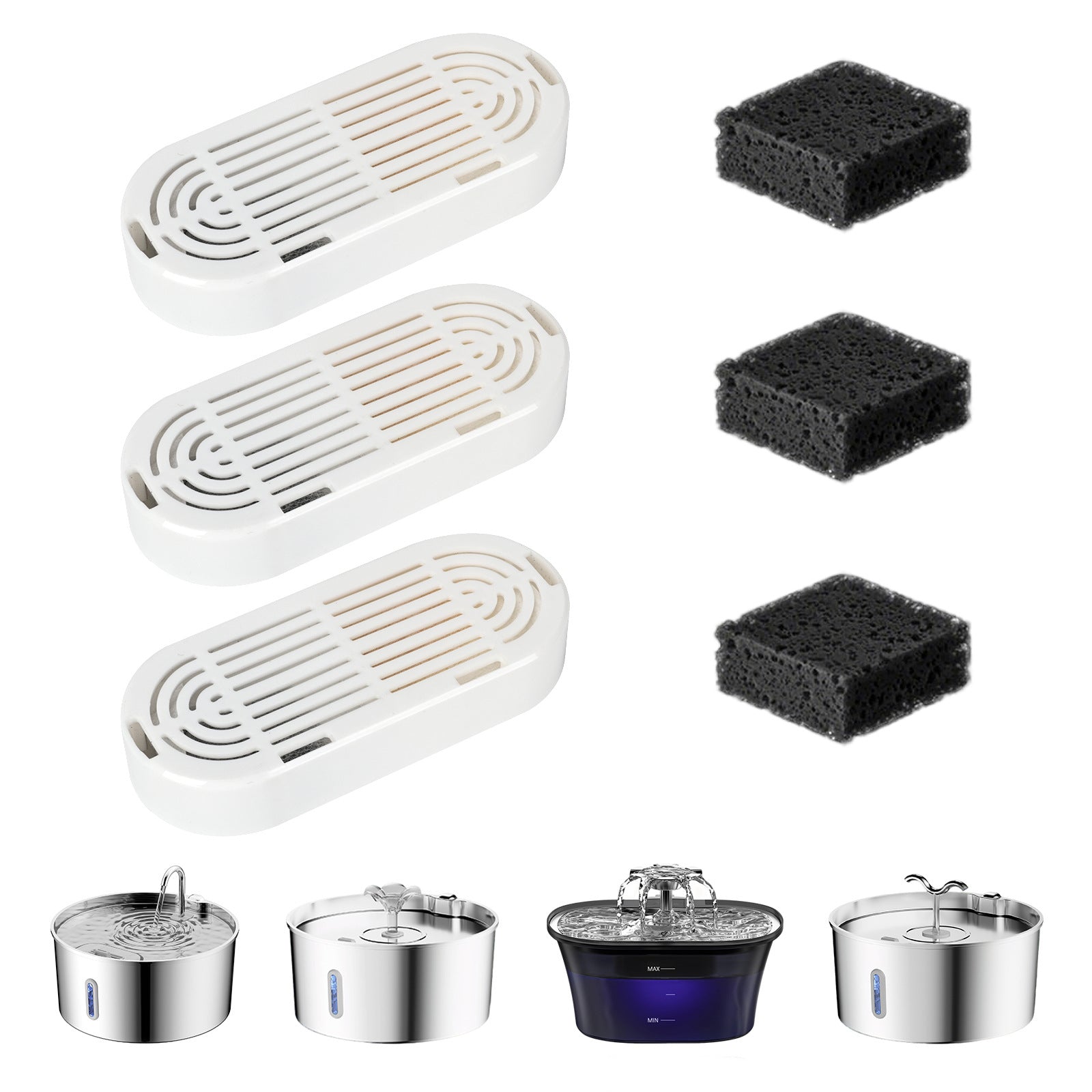 2.5L Stainless Steel Pet Water Fountain with Quiet Pump & 5-Stage Filter